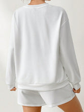 Leisure Simple Letter Printed Round Neck Long Sleeve Loose Sweatshirt And Shorts Set, Suitable For Spring And Autumn Seasons